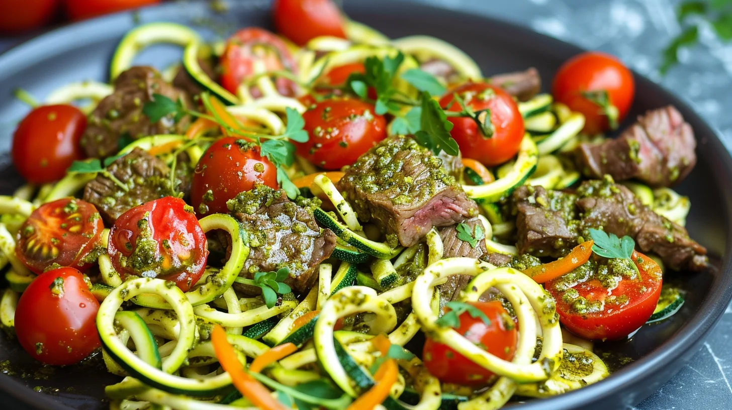 Chicken Pesto Zucchini Noodles