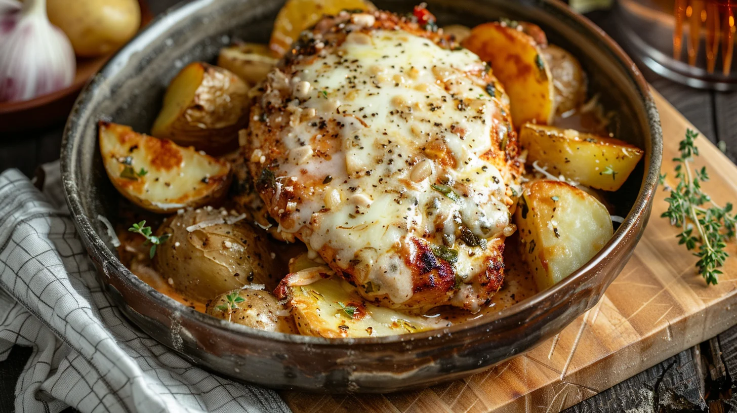 Garlic Parmesan Crockpot Chicken and Potatoes