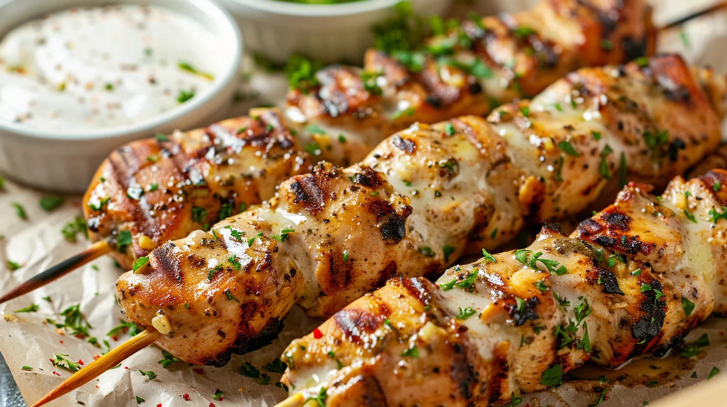 Grilled Ranch Garlic Parmesan Chicken Skewer