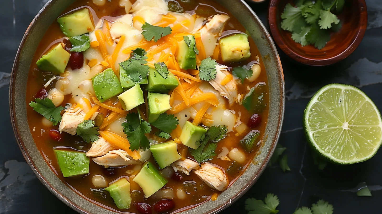 Healthy Savory Crockpot White Chicken Chili Soup