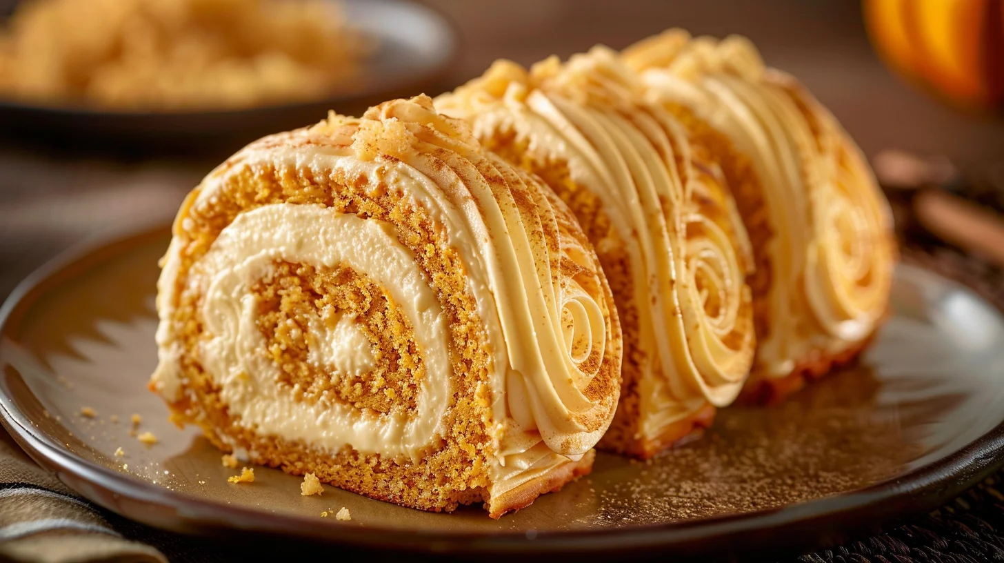 Pumpkin Roll Cake With Cream Cheese Filling