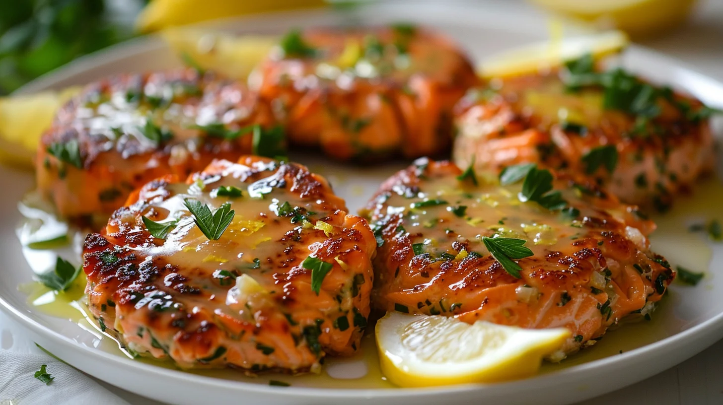Salmon Patties With Creamy Lemon Garlic Sauce