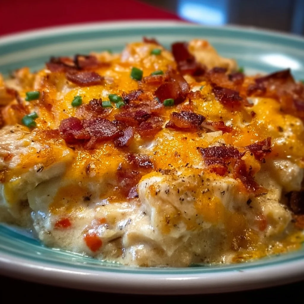 Delicious and simple 25-minute crack chicken casserole ready to serve