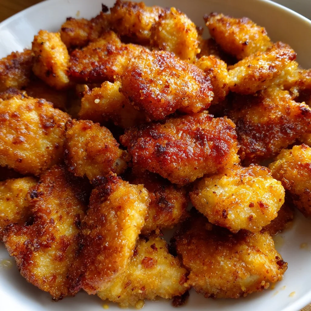 Crispy air fryer boneless chicken bites served with dipping sauce