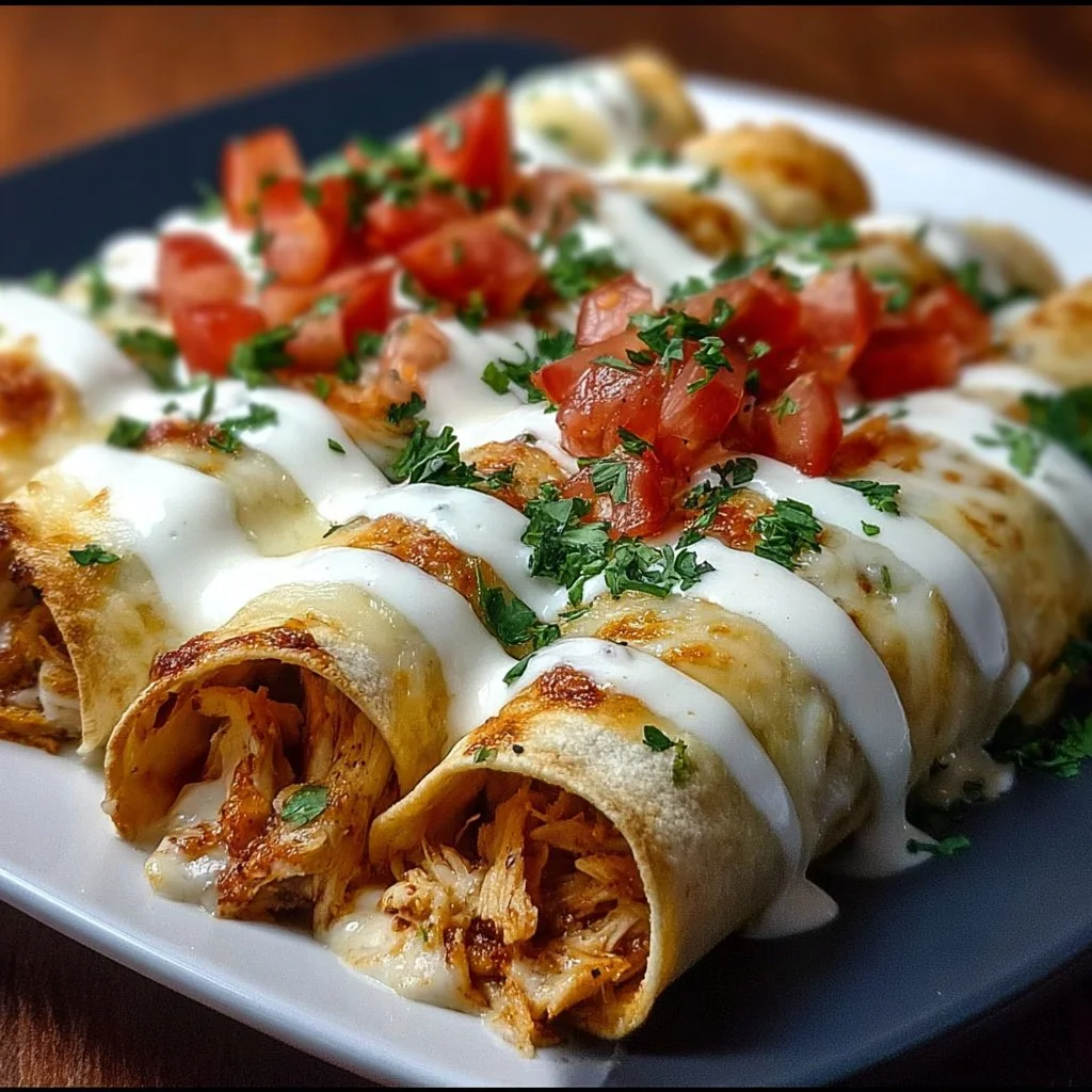 Baked Cream Cheese Chicken Taquitos on a serving plate