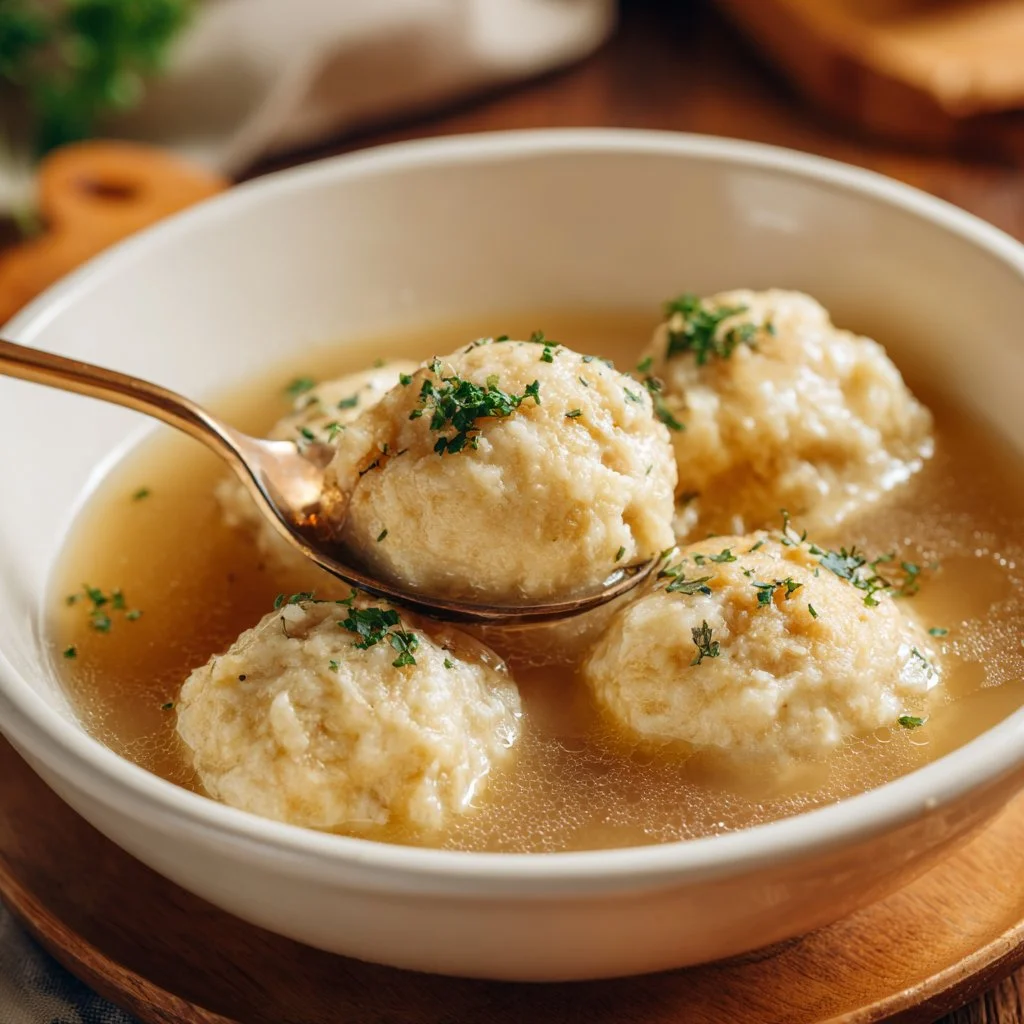Fluffy Bisquick dumplings in a bowl, ready for soup