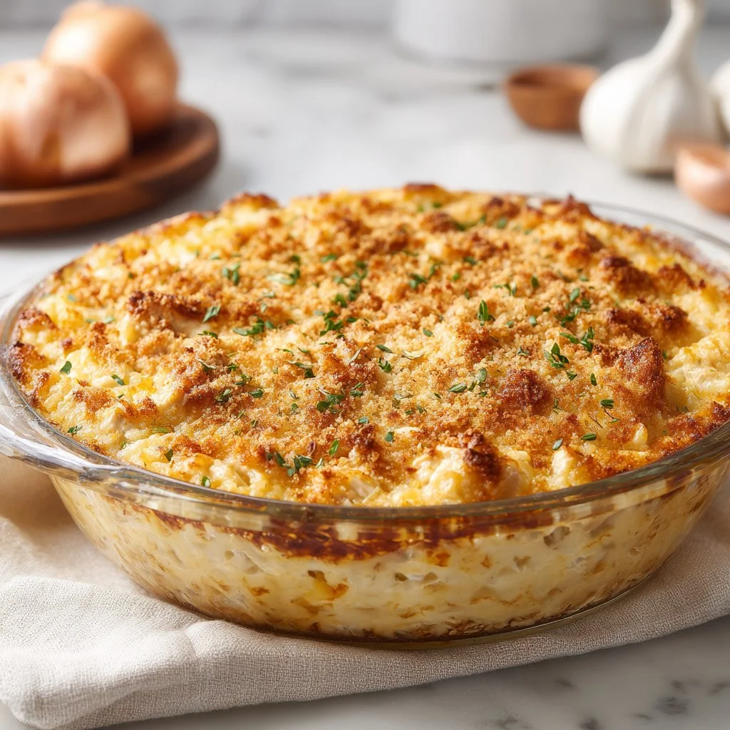 Delicious Chicken and Rice Casserole dish ready to be served