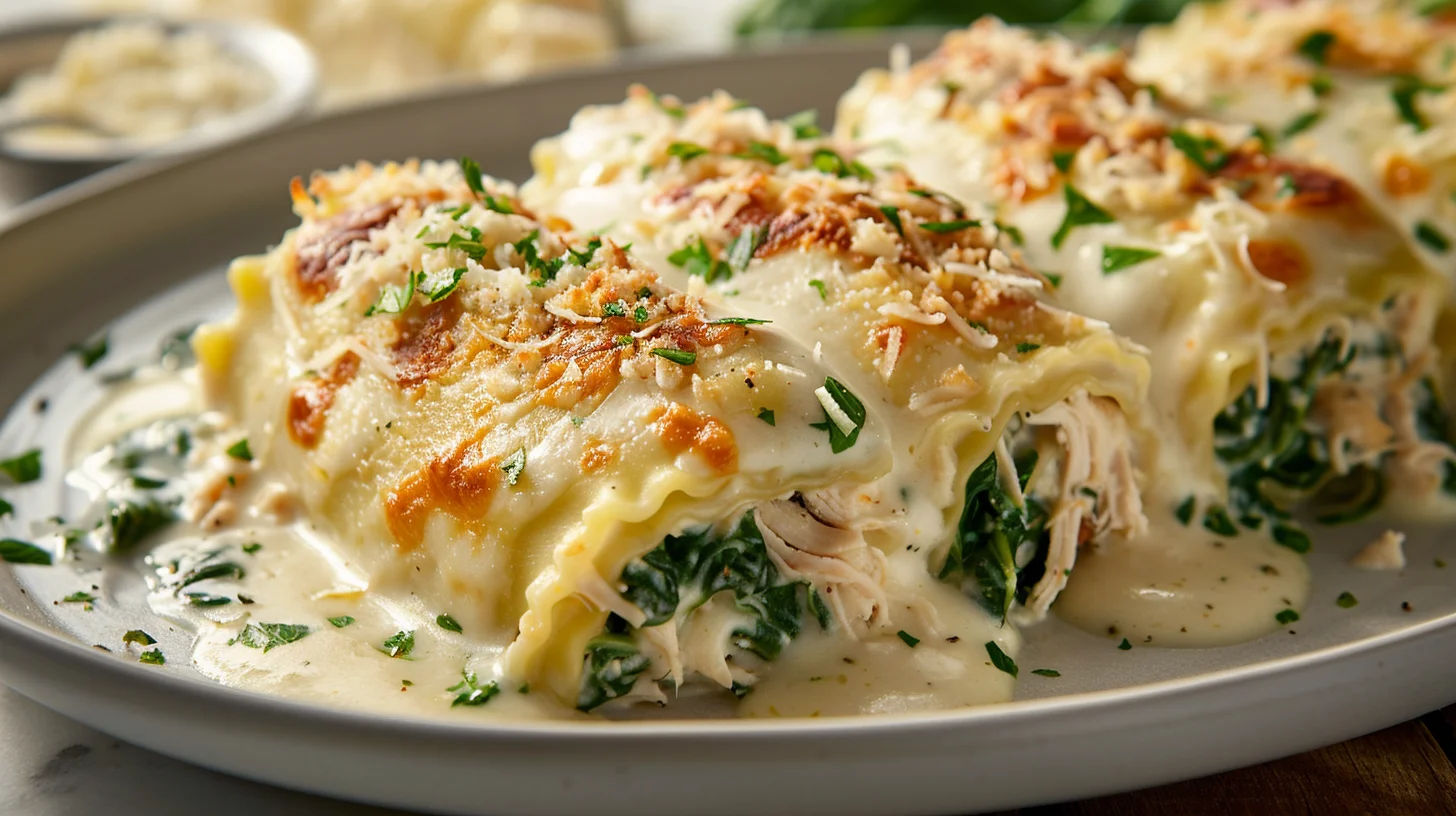 Chicken And Spinach Lasagna Roll-Ups