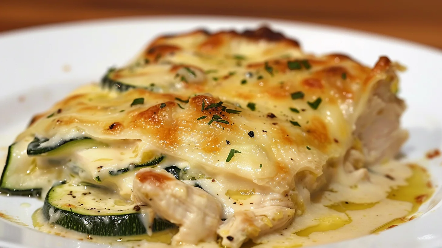 Chicken And Zucchini Alfredo Bake