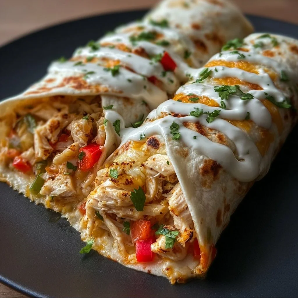 Delicious Chicken Bell Pepper Ranch Burritos ready to serve.