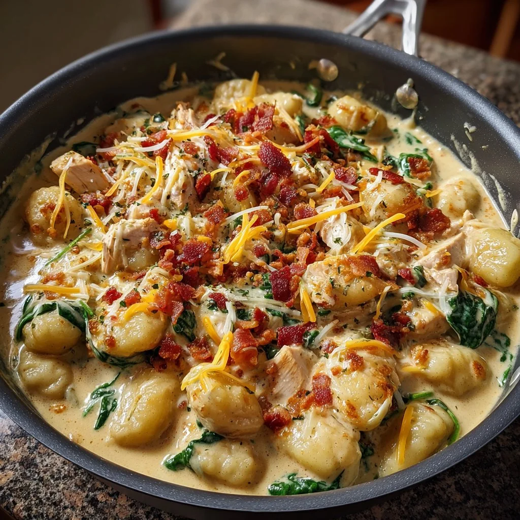 Creamy Crack Chicken Gnocchi served in a bowl with herbs and spices