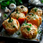 Creamy Garlic Chicken Stuffed Peppers