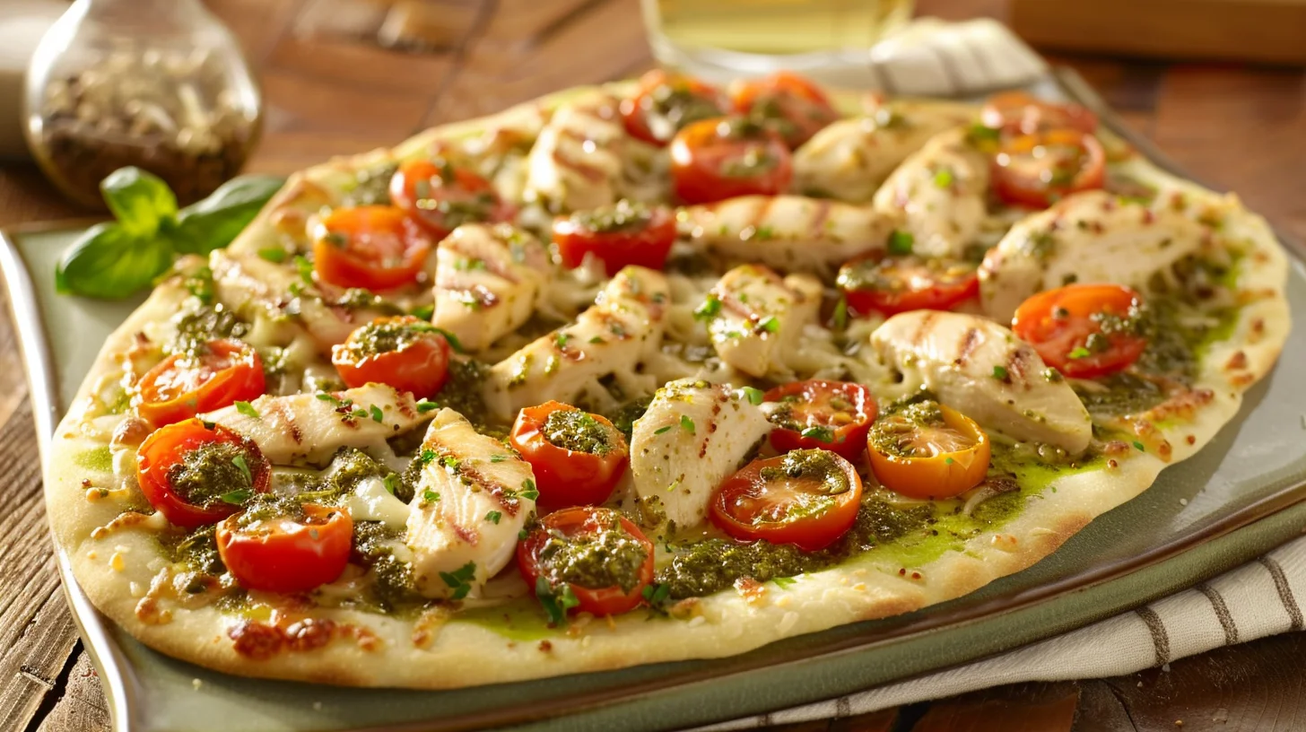 Creamy Pesto Chicken Flatbread