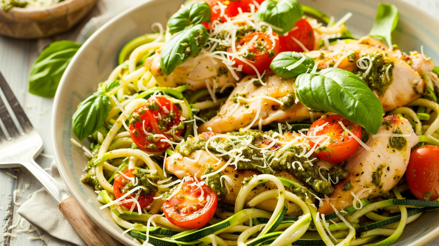 Creamy Pesto Chicken Zoodles