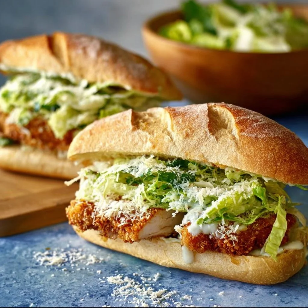 Crispy Chicken Caesar Sandwich with fresh Romaine and creamy dressing