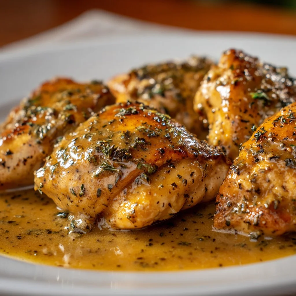 Delicious easy Crockpot chicken served with creamy gravy