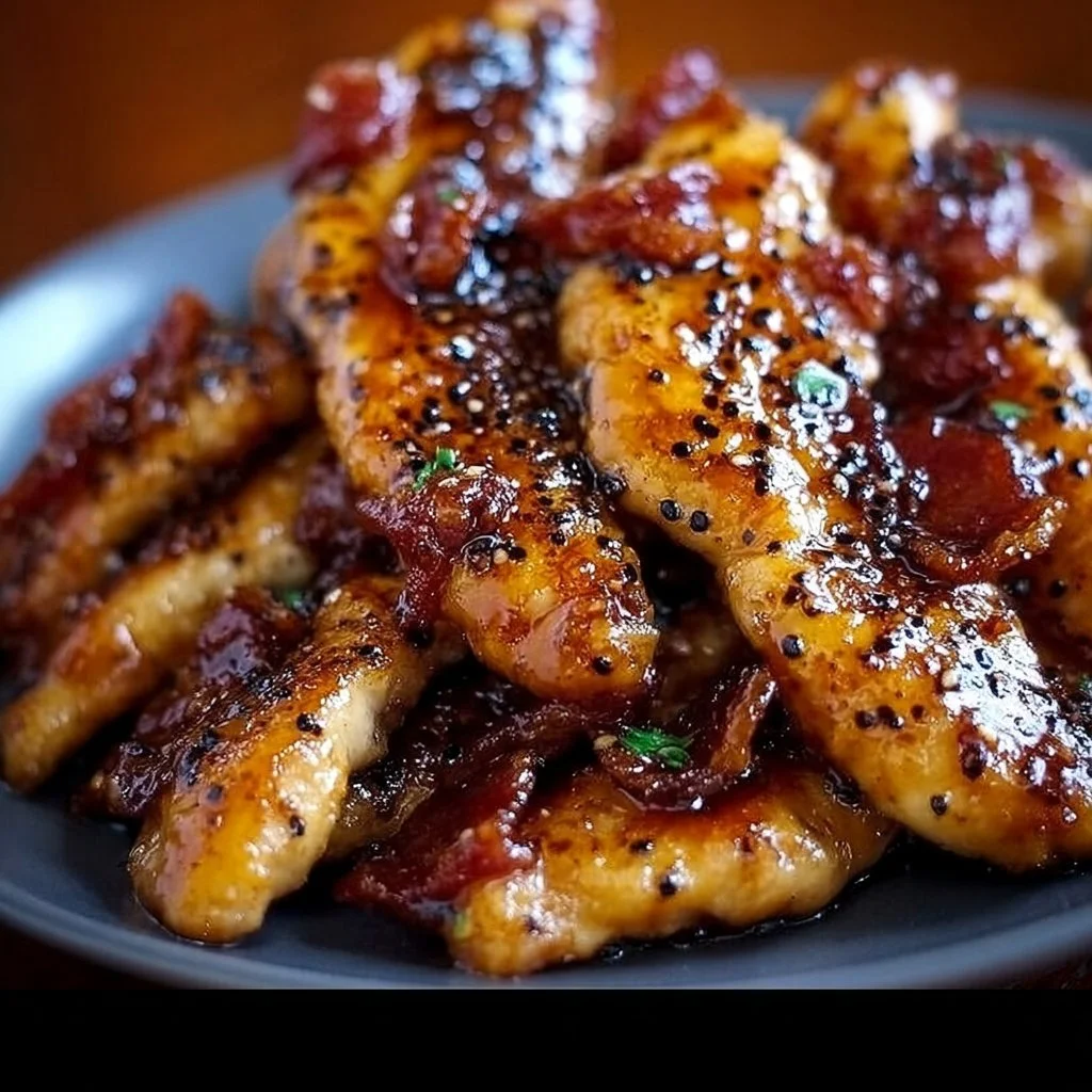 Homemade bacon brown sugar chicken tenders served with dipping sauce