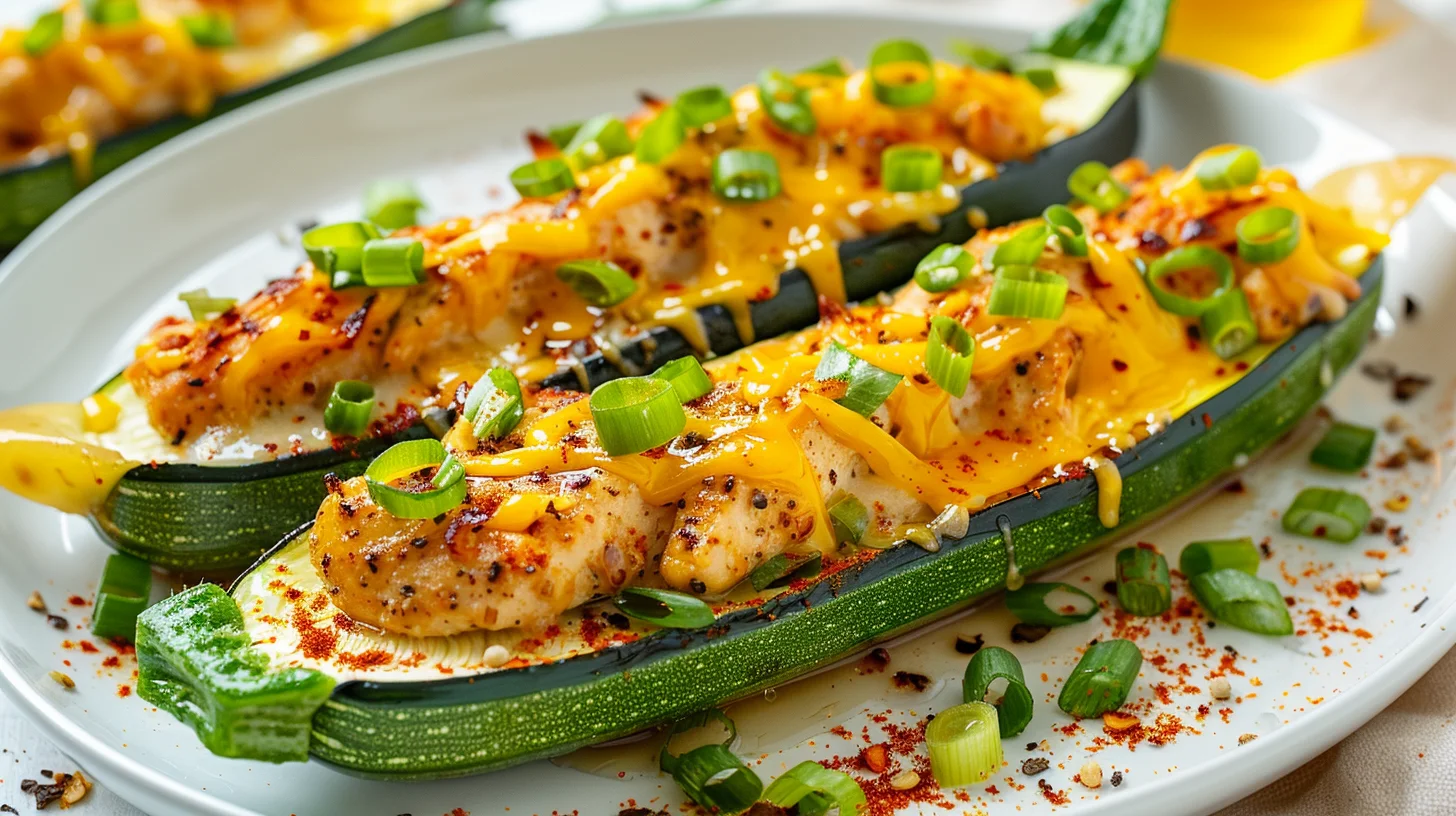 Honey Garlic Chicken Zucchini Boats