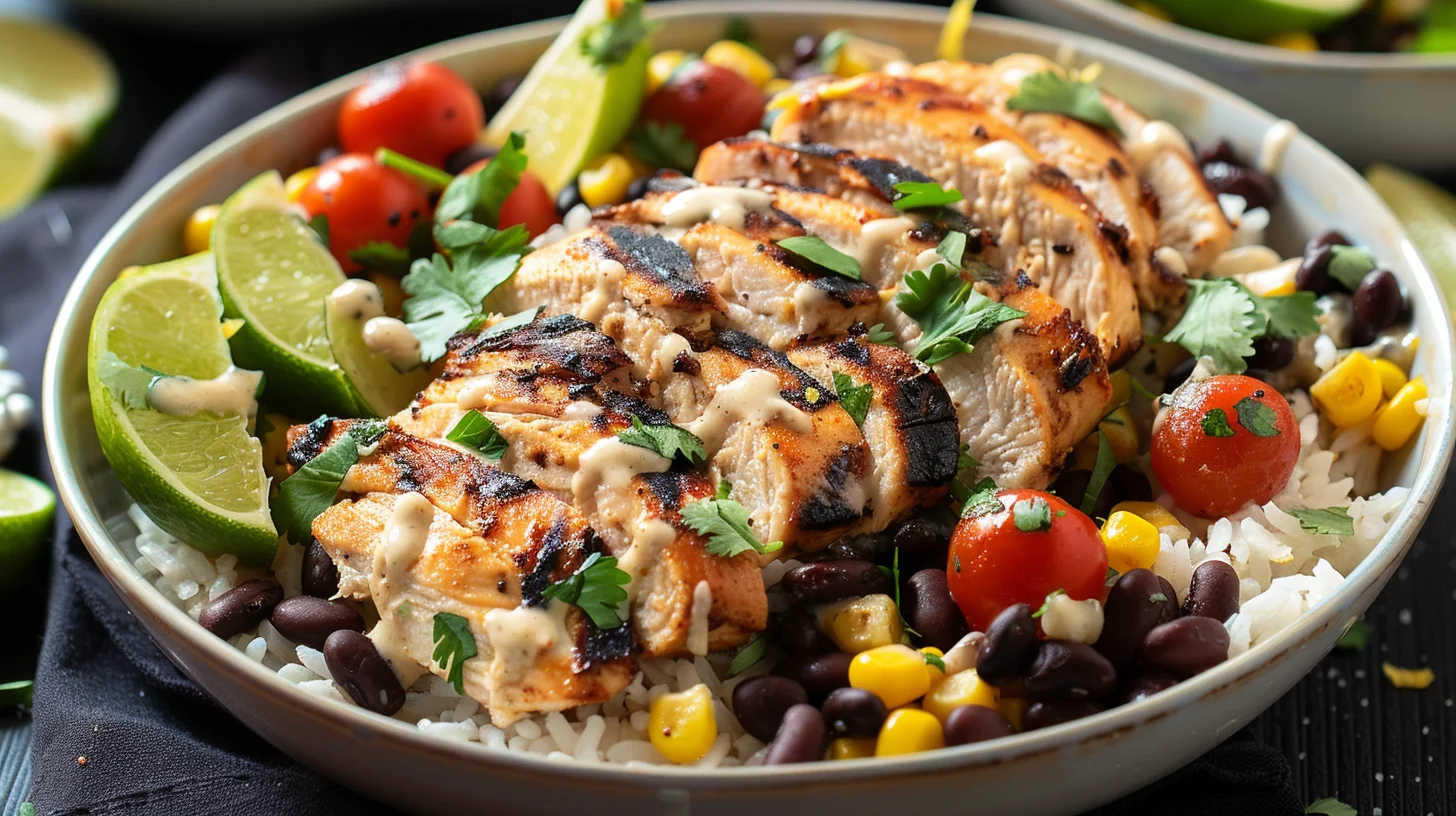 Lemon Garlic Chicken Burrito Bowl