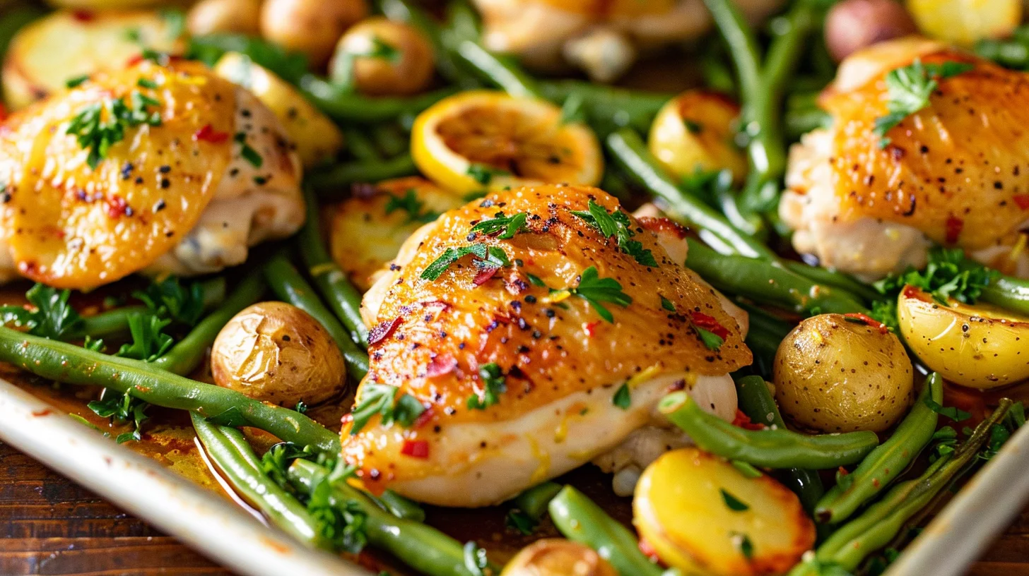 Lemon Garlic Chicken Thigh Sheet Pan
