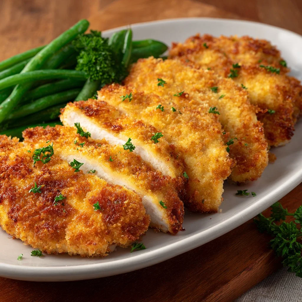 Delicious Mayonnaise Parmesan Chicken baked to perfection with a creamy sauce.