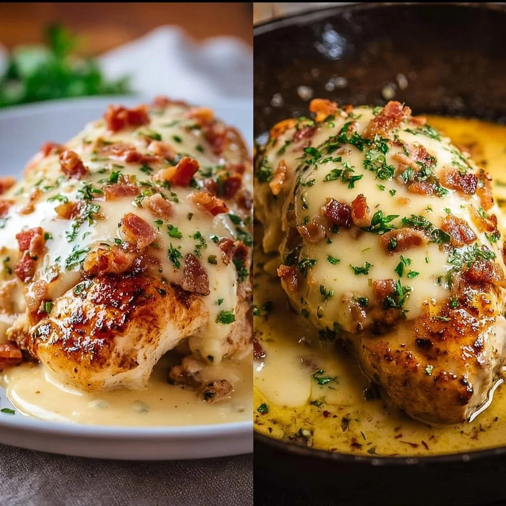 Texas Roadhouse Smothered Chicken topped with Jack Cheese on a plate