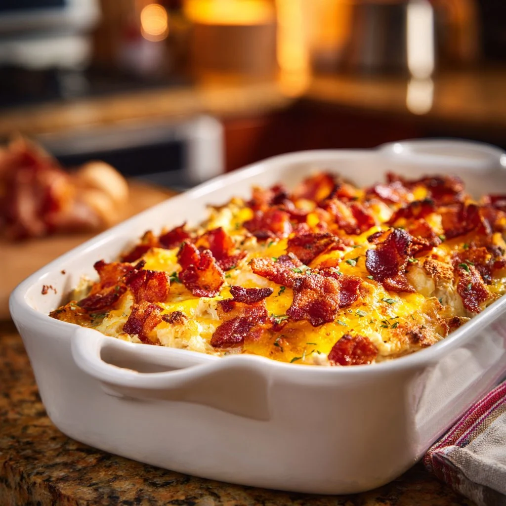 Delicious crack chicken casserole ready in 25 minutes.