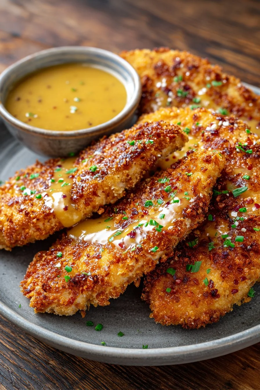 Pretzel Chicken with Mustard-Cheddar Sauce