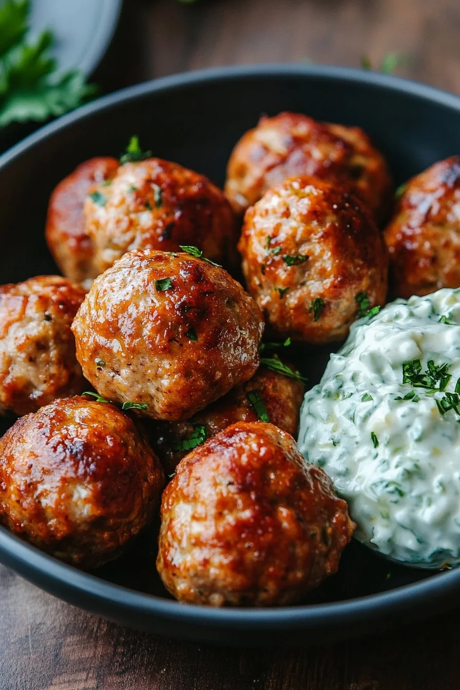 Greek Turkey Meatballs with Tzatziki Sauce