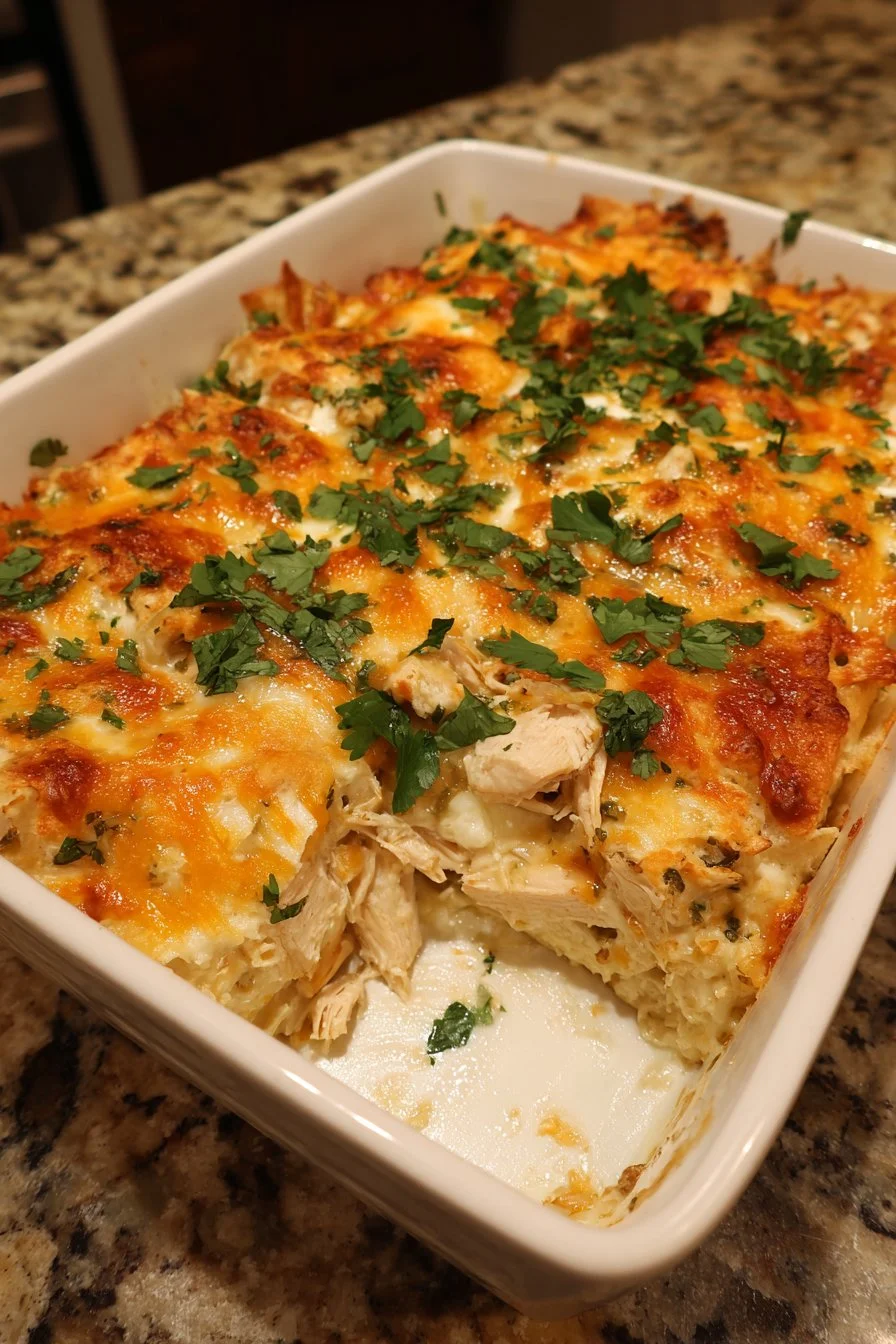 White Chicken Enchilada Casserole