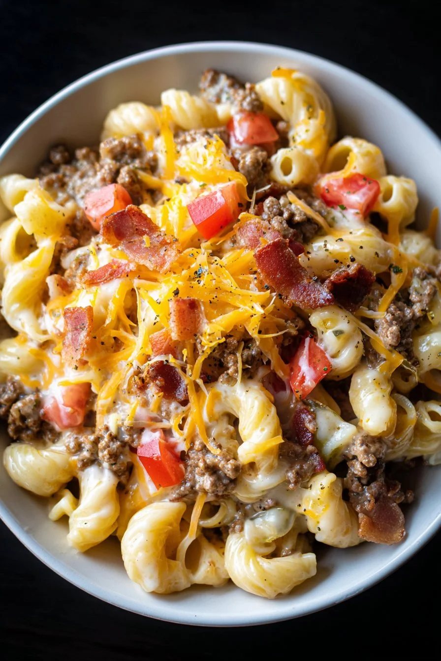 Ultimate Loaded Cheeseburger Alfredo Pasta: Creamy Dinner