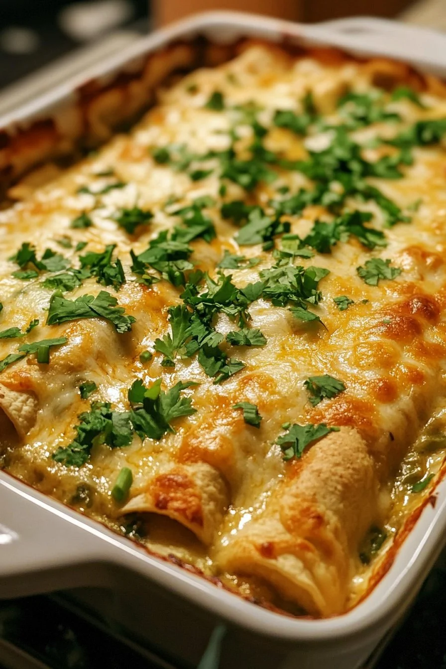 Quick and Easy Green Chile Chicken Enchilada Casserole