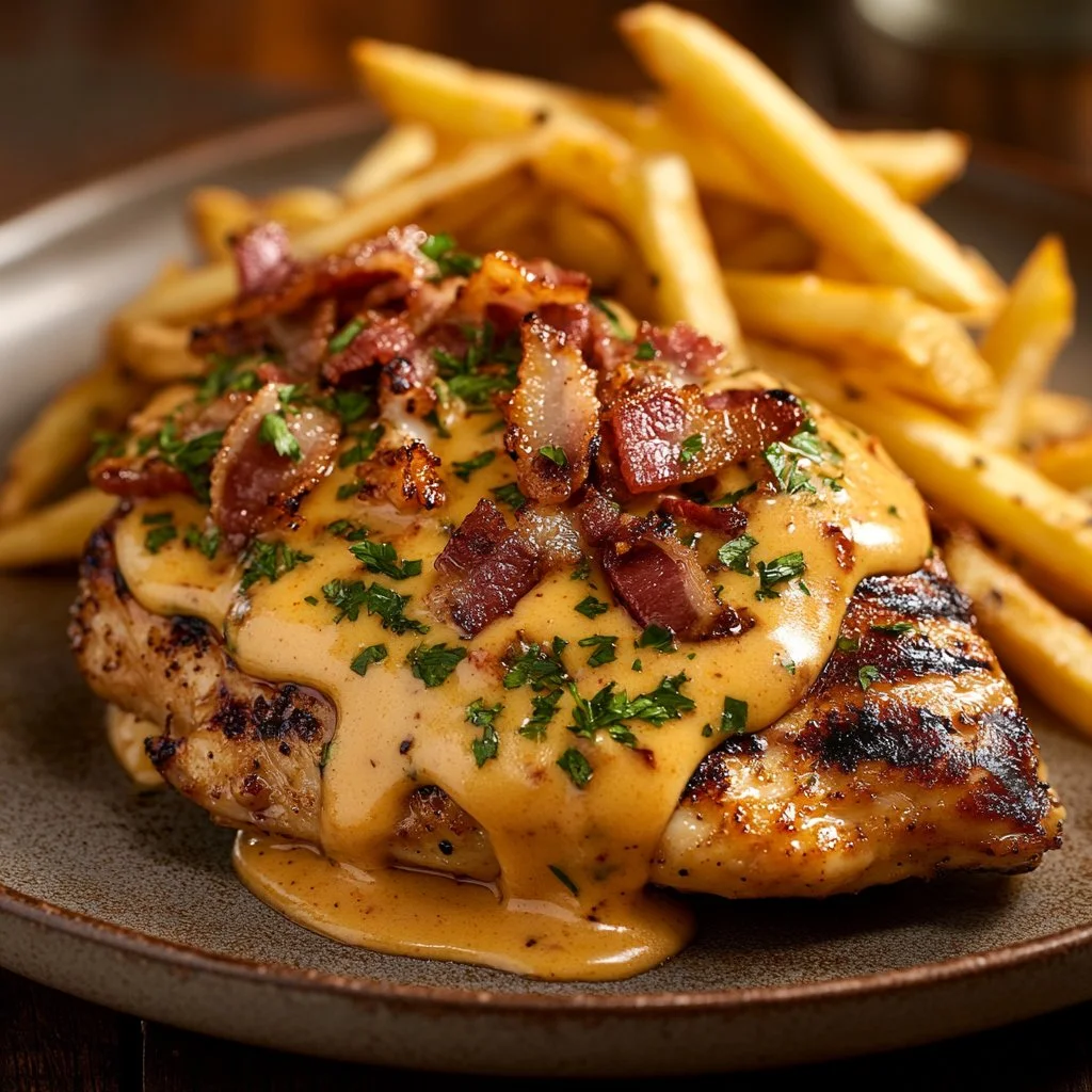 Plate of Alice Springs Chicken with honey mustard and vegetables
