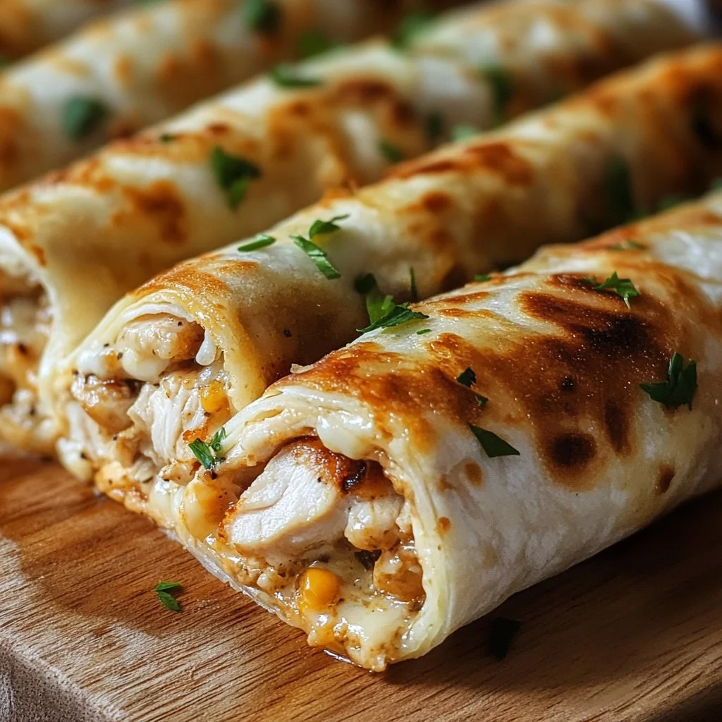 Cheesy Garlic Chicken Wraps served with fresh ingredients and melted cheese