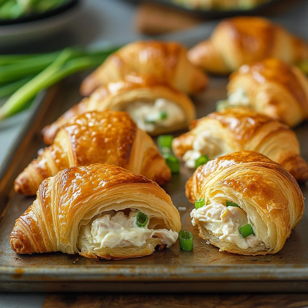 Savory Chicken Cream Cheese Croissants on a plate
