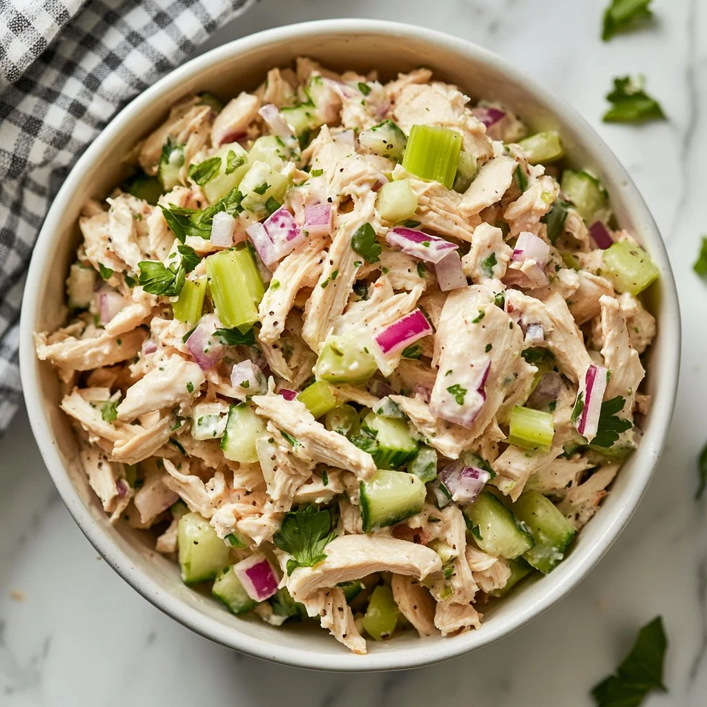 Delicious chicken salad with mixed greens and vibrant vegetables
