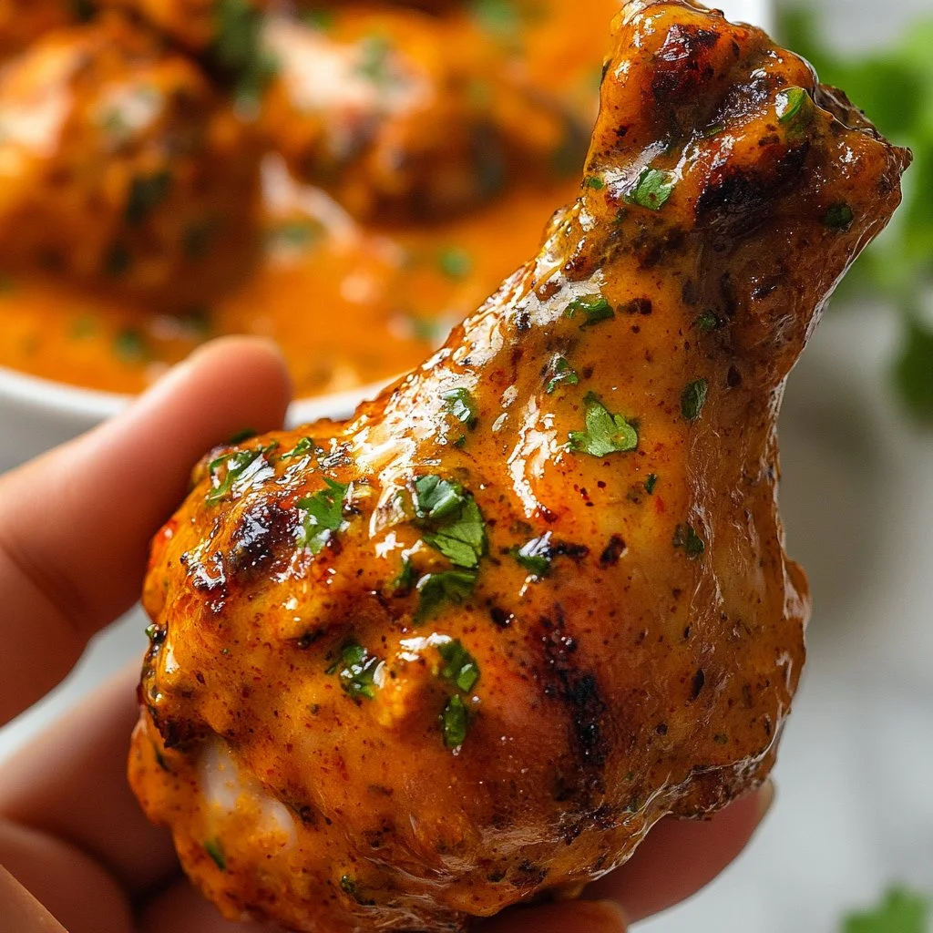 Spicy cream sauce chicken wings served on a plate