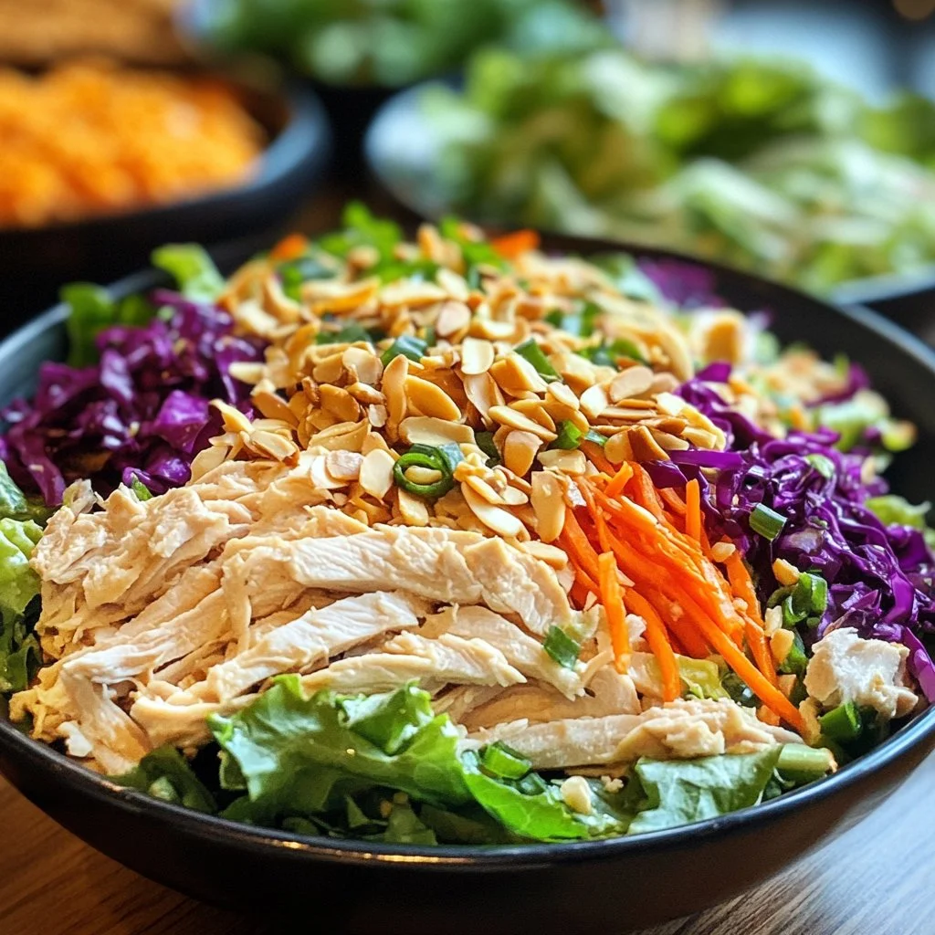 Delicious Chinese Chicken Salad with fresh ingredients and vibrant colors.