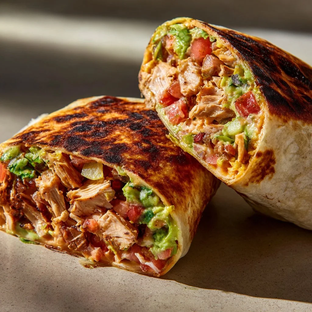 Delicious Chipotle Ranch Grilled Chicken Burrito with fresh ingredients