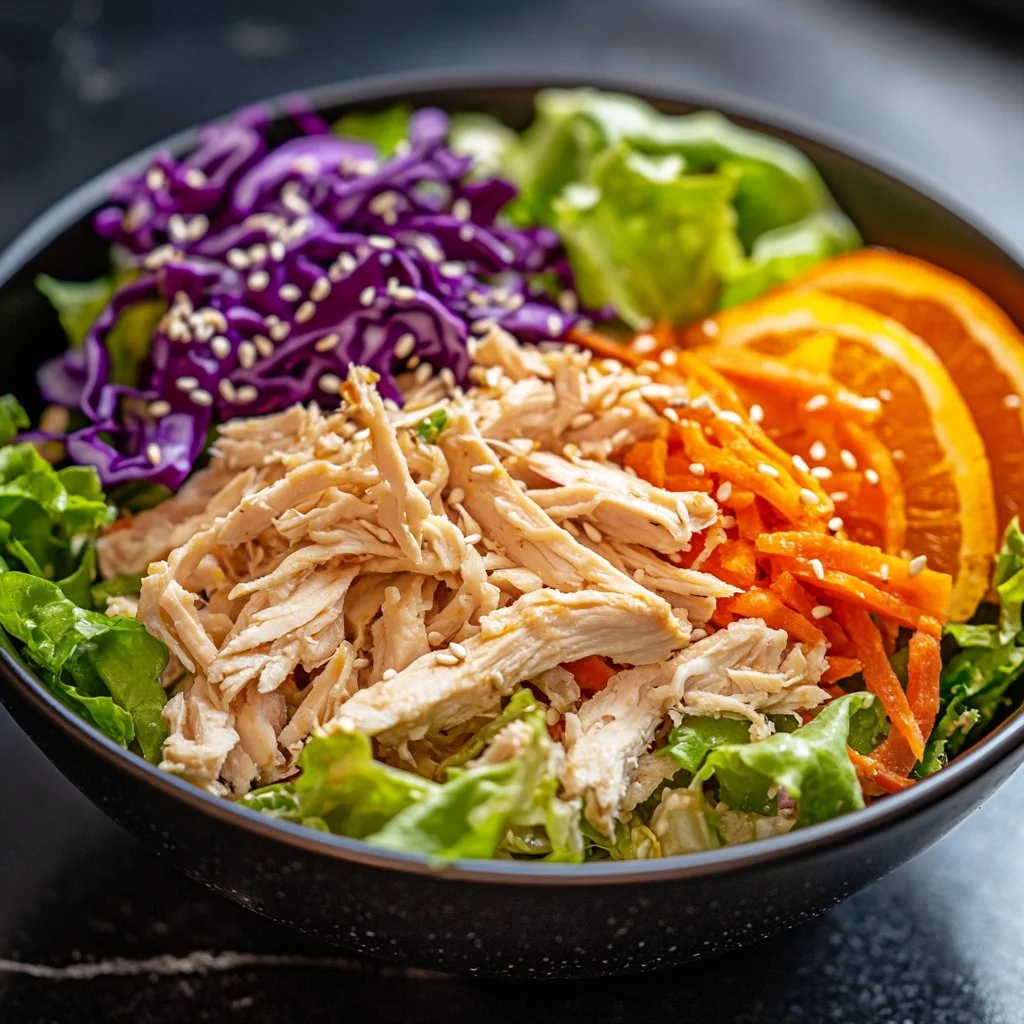 Classic Chinese Chicken Salad with chicken, vegetables, and sesame dressing