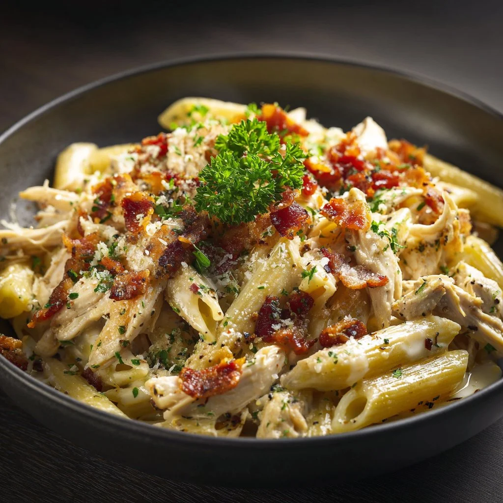 Delicious Crack Chicken Penne dish featuring creamy sauce and tender chicken.