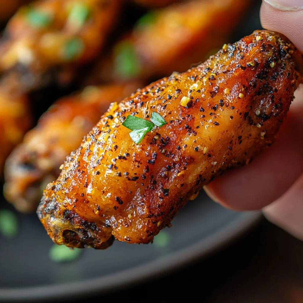Crispy lemon pepper chicken wings served with dipping sauce