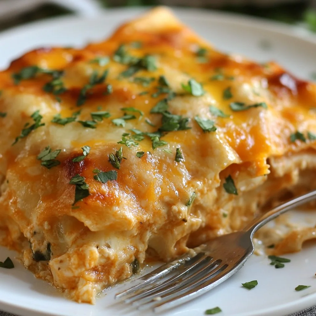 Crockpot Chicken Enchilada Casserole with cheese and toppings served in a dish.