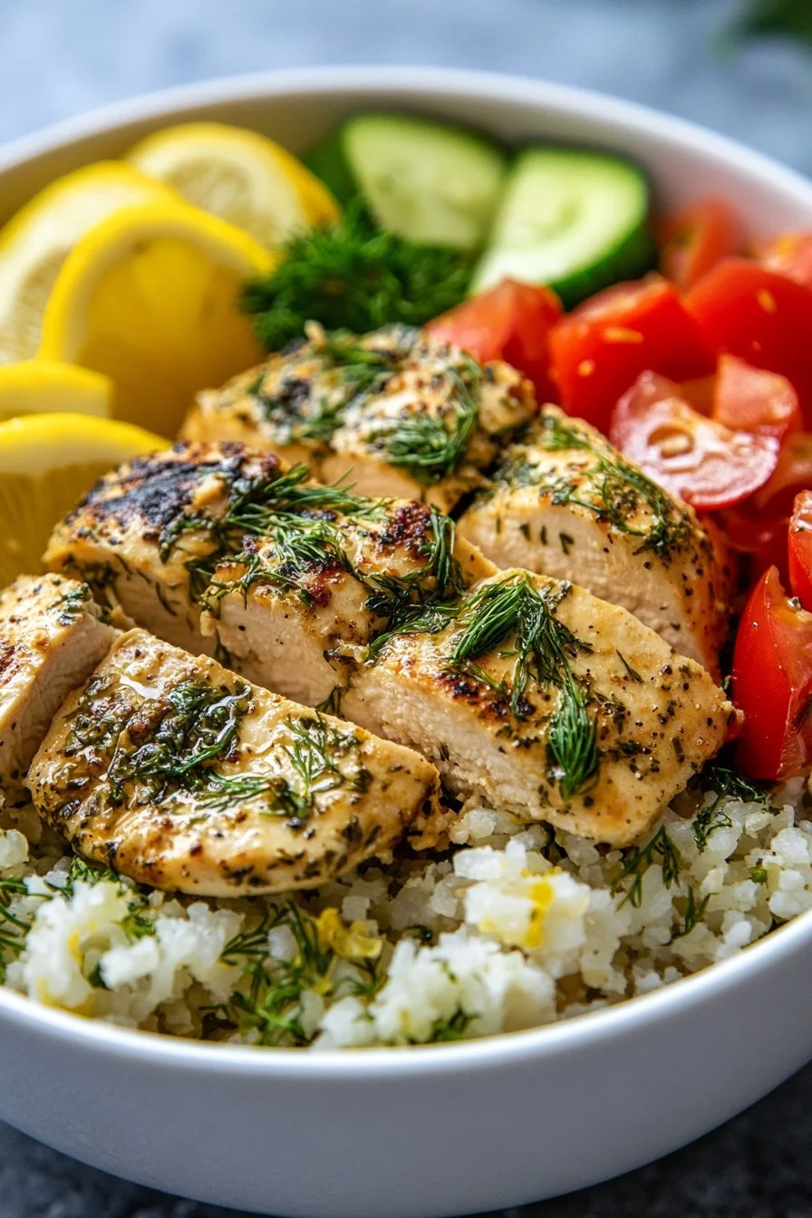 Mediterranean Lemon-Dill Chicken Bowls