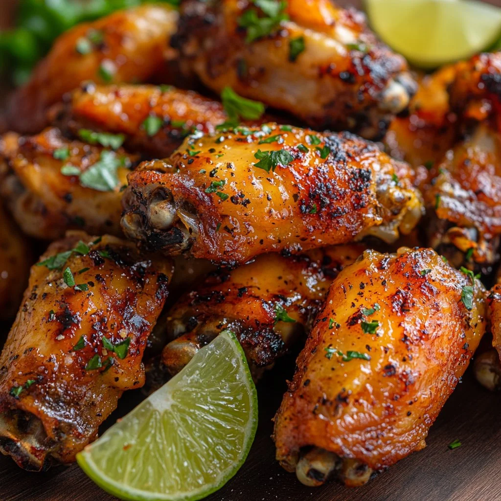 Delicious easy garlic butter chicken wings served on a plate