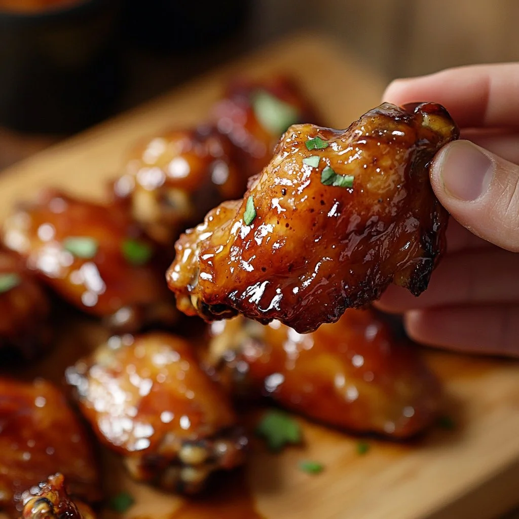 Delicious Garlic Honey Soy Chicken garnished with herbs on a plate.