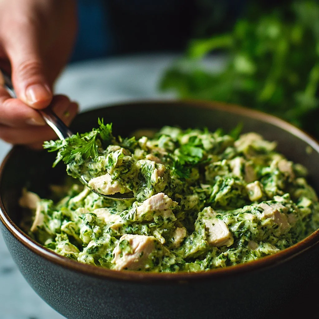 Delicious Green Goddess Chicken Salad with fresh greens and creamy dressing