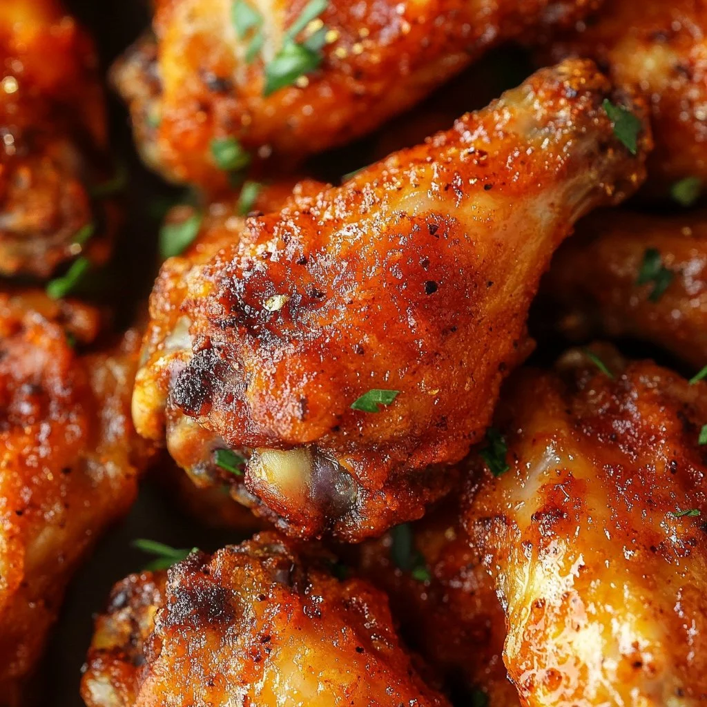 Homemade crispy chicken wings baking in the oven.