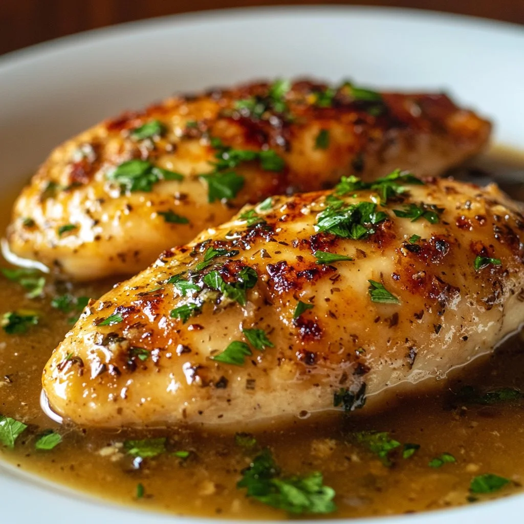 Delicious Longhorn Parmesan Chicken served with fresh herbs