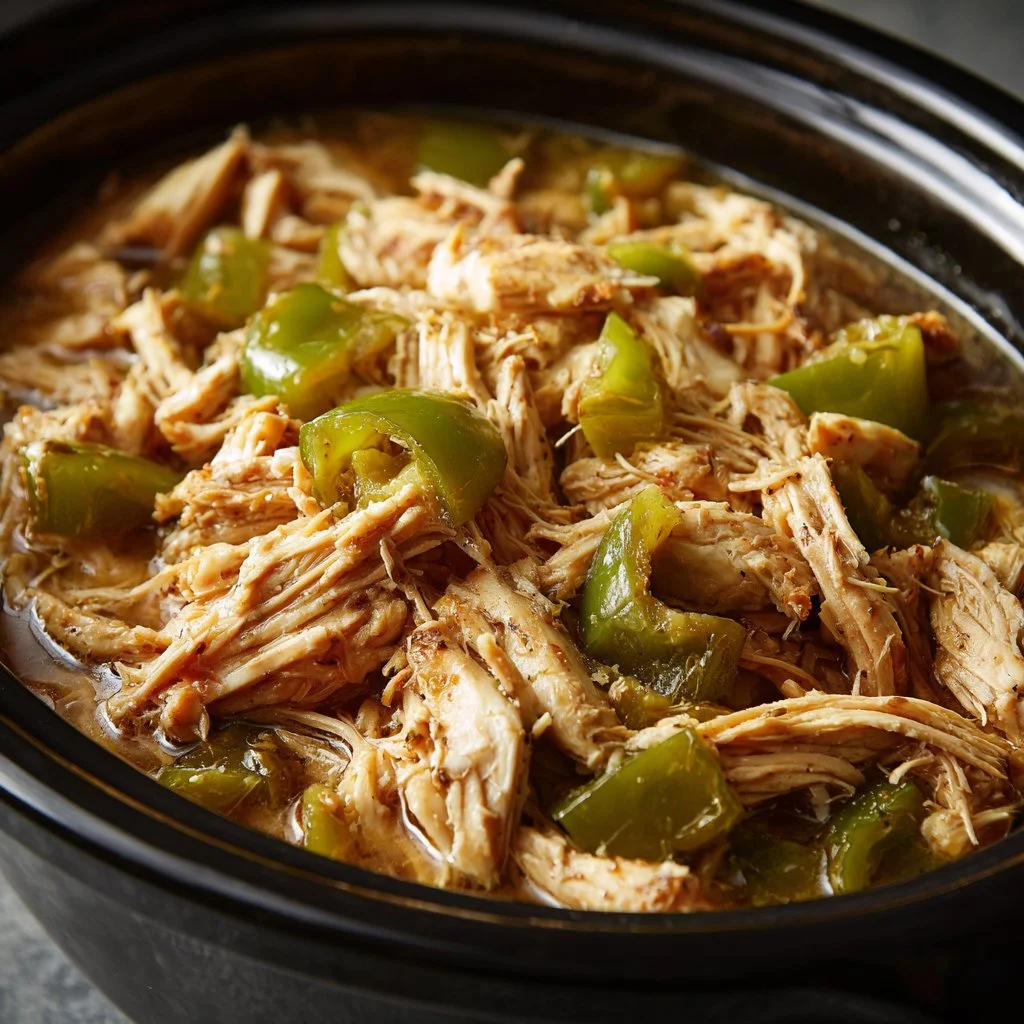 Delicious plate of Mississippi Chicken served with rice and vegetables